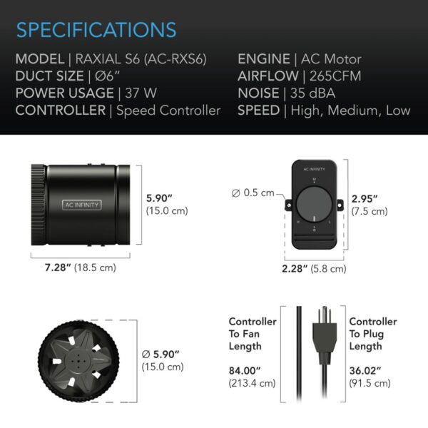 AC INFINITY RAXIAL S6 6" FAN - Image 3
