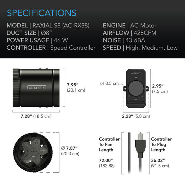 AC INFINITY RAXIAL S8 8" FAN - Image 3